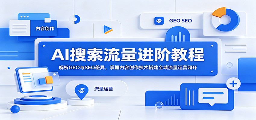 AI搜索流量进阶教程:解析GEO与SEO差异,掌握内容创作技术搭建全域流量运营闭环-优优云网创
