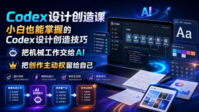 Codex设计创造课,小白也能掌握的Codex设计创造技巧,把机械工作交给AI,把创作主动权留给自己-优优云网创