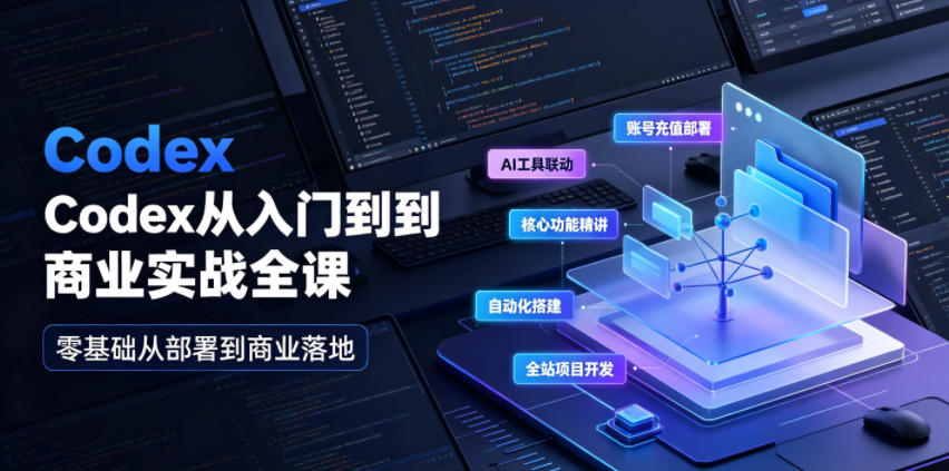 Codex从入门到商业实战全课|账号充值部署、AI工具联动、核心功能精讲、自动化搭建、全站项目开发零基础教程-优优云网创