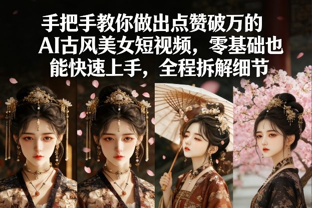 手把手教你做出点赞破万的AI古风美女短视频,零基础也能快速上手,全程拆解细节-优优云网创
