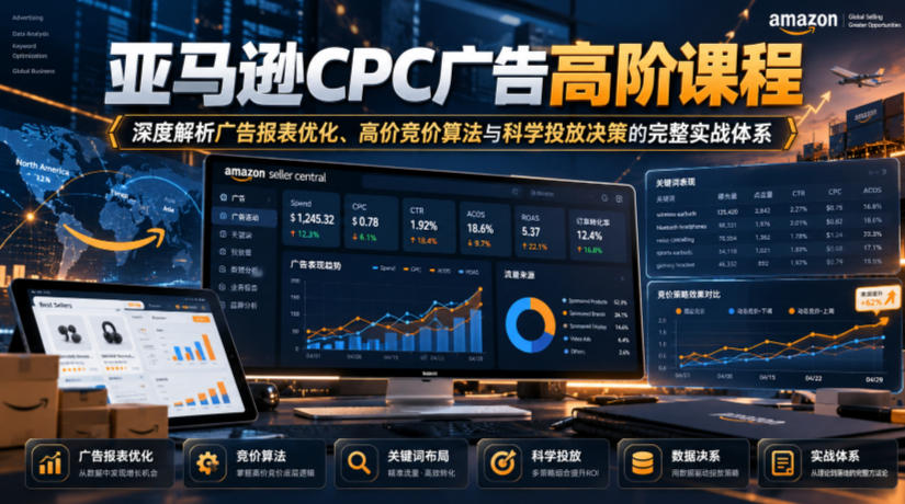亚马逊CPC广告高阶课程,深度解析广告报表优化、高价竞价算法与科学投放决策的完整实战体系 亚马逊CPC广告高阶课程,深度解析广告报表优化、高价竞价算法与科学投放决策的完整实战体系
