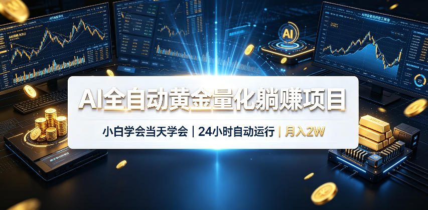 AI全自动黄金量化躺賺项目,24小时自动运行,月入2W!-优优云网创-中创网