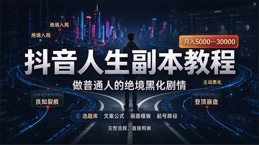 (20734期)抖音爆火AI人生副本赛道,28作品涨粉33万粉丝,看完自己便可产出爆款-优优云网创-中创网