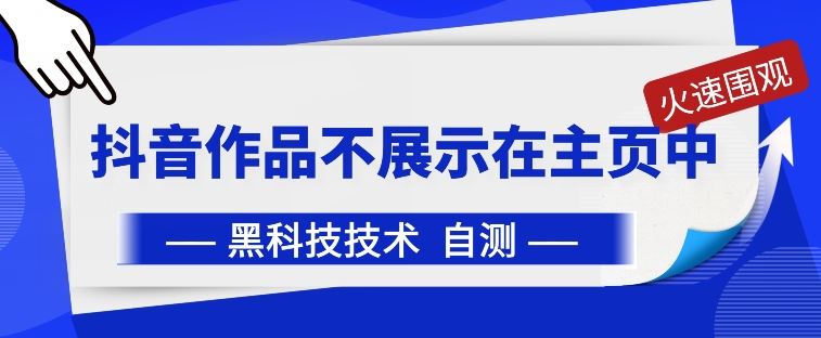 抖音黑科技:抖音作品不展示在主页中【揭秘】-优优云网创