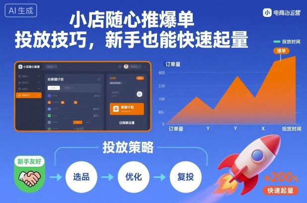 小店随心推爆单投放技巧,新手也能快速起量-优优云网创