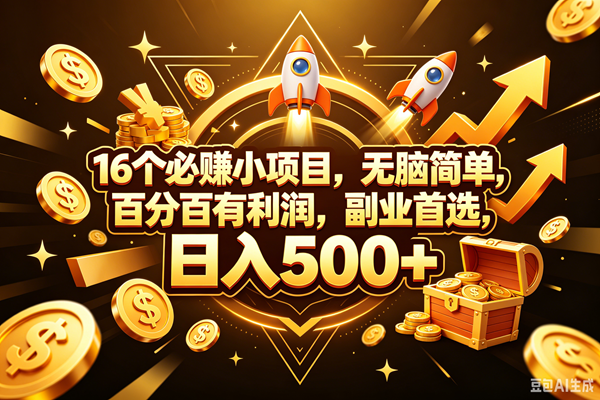 (18440期)16个必赚钱的小项目,百分百赚米,无脑简单,副业首选,日入300+-优优云网创