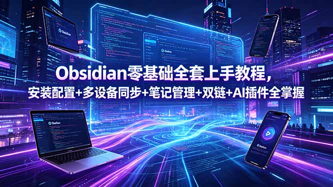 Obsidian零基础全套上手教程,安装配置+多设备同步+笔记管理+双链+AI插件全掌握-优优云网创