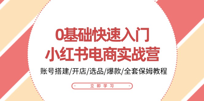 0基础快速入门小红书电商实战营:账号搭建/开店/选品/爆款/全套保姆教程-优优云网创