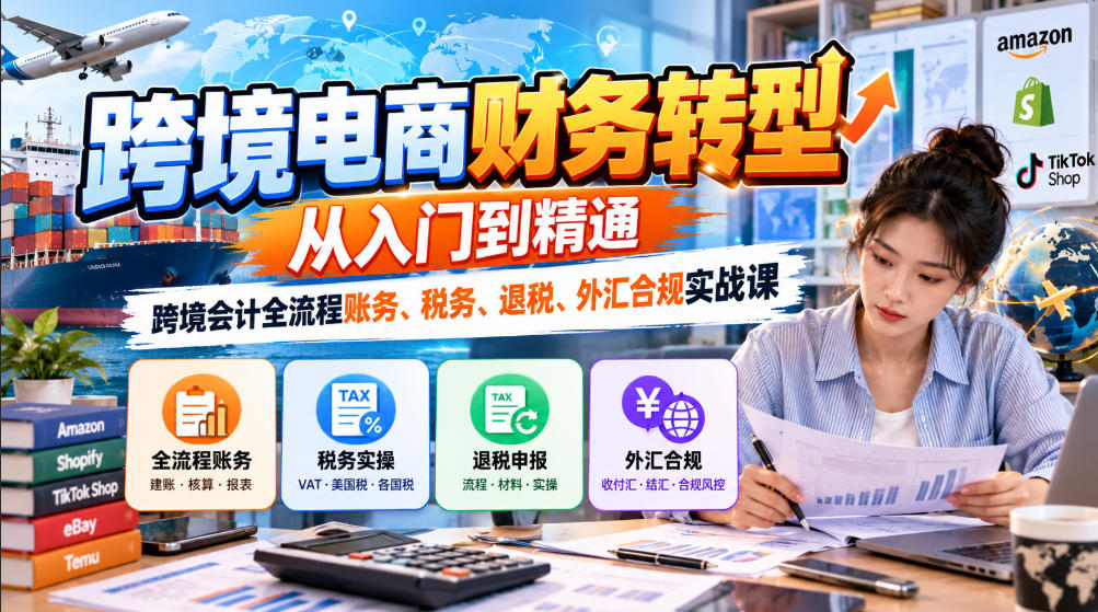 跨境电商财务转型：从入门到精通｜跨境会计全流程账务、税务、退税、外汇合规实战课-优优云网创-中创网