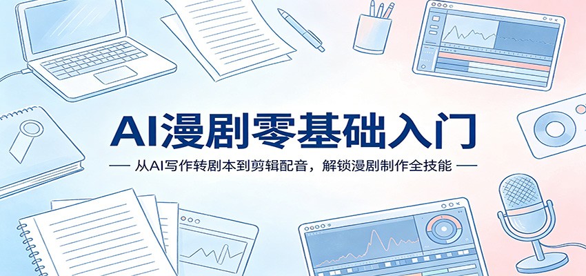 AI漫剧零基础入门:从AI写作转剧本到剪辑配音,解锁漫剧制作全技能-优优云网创