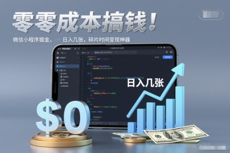 零成本搞钱,微信小程序掘金,简单易操作,日入几张,碎片时间变现神器【揭秘】-优优云网创