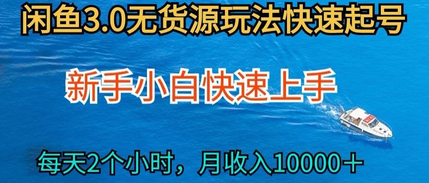 2024最新闲鱼无货源玩法,从0开始小白快手上手,每天2小时月收入过万【揭秘】-优优云网创