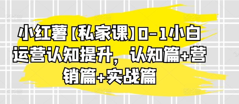 小红薯【私家课】0-1小白运营认知提升,认知篇+营销篇+实战篇