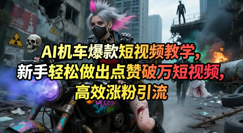 AI机车爆款短视频教学,新手轻松做出点赞破万短视频,高效涨粉引流-优优云网创