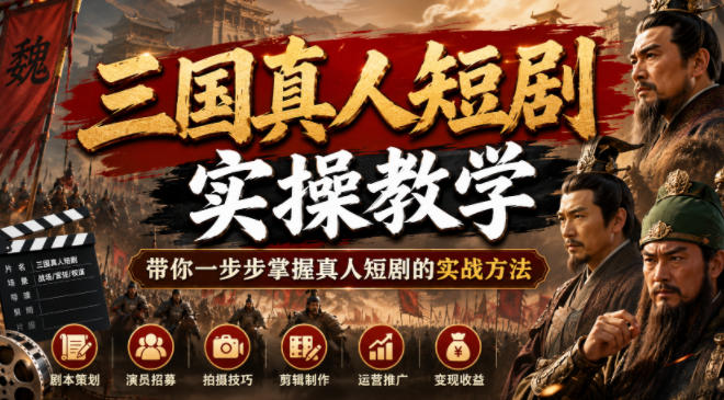 三国真人短剧实操教学,带你一步步掌握真人短剧的实战方法-优优云网创