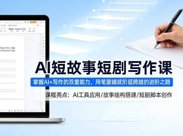 AI短故事短剧写作课,掌握AI+写作的双重能力,用笔墨铺就阶层跨越的进阶之路-优优云网创
