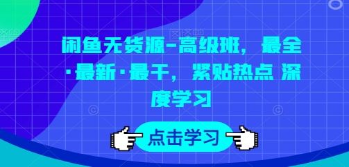 闲鱼无货源-高级班,最全·最新·最干,紧贴热点 深度学习-优优云网创