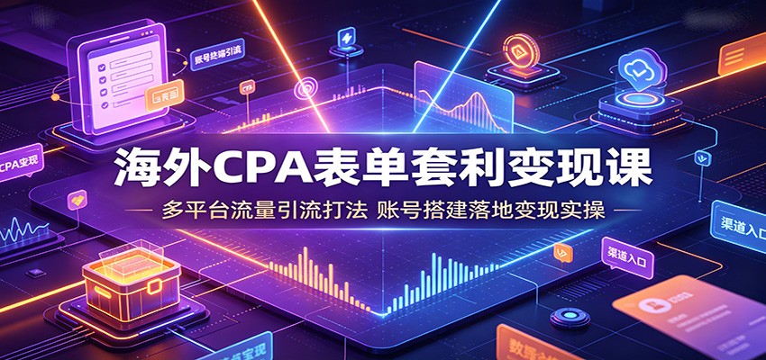 海外CPA表单套利变现课:多平台流量引流打法,账号搭建落地变现实操-优优云网创
