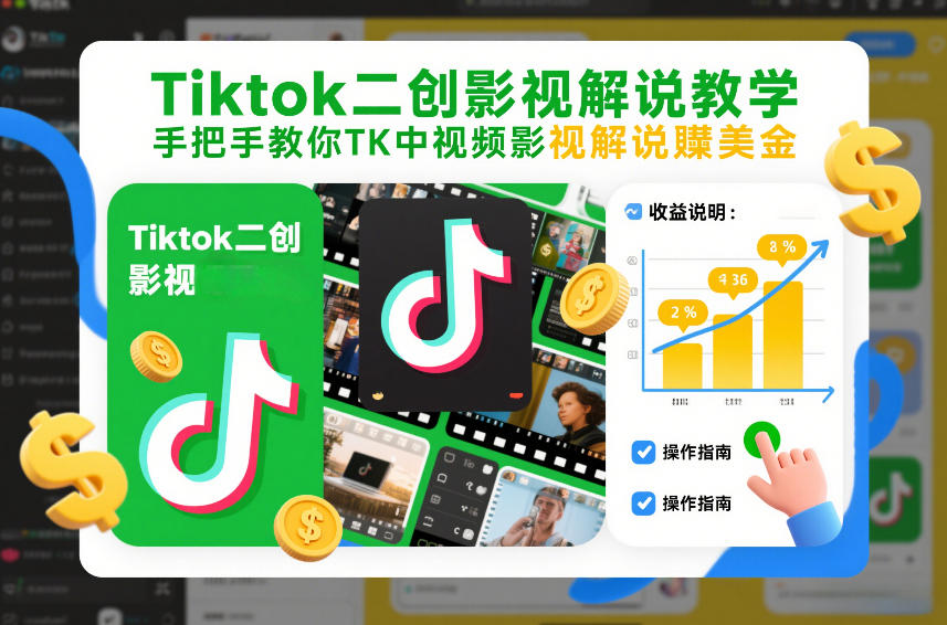 Tiktok二创影视解说教学,手把手教你TK中视频影视解说賺美金(更新26年1月)-优优云网创