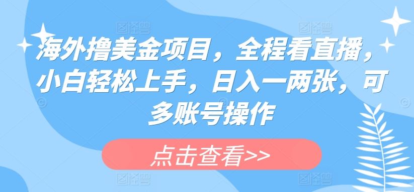 海外撸美金项目,全程看直播,小白轻松上手,日入一两张,可多账号操作【揭秘】-优优云网创