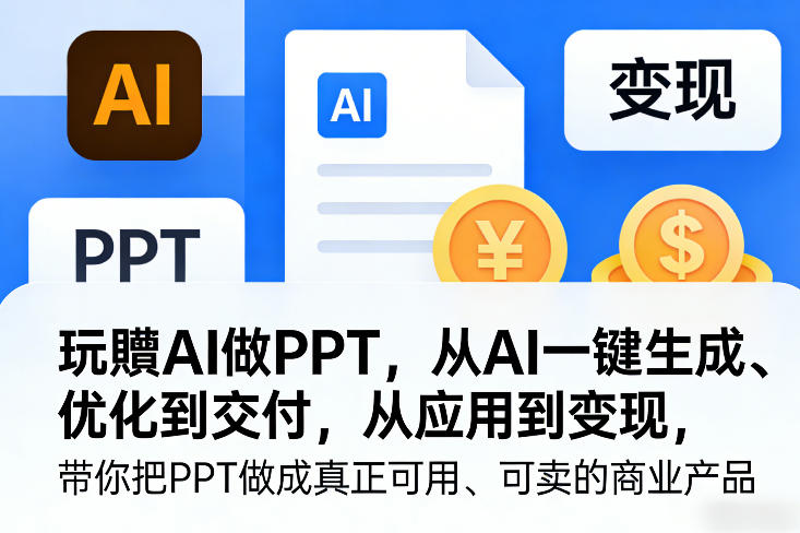 玩賺AI做PPT,从AI一键生成、优化到交付,从应用到变现,带你把PPT做成真正可用、可卖的商业产品(更新0421)-优优云网创