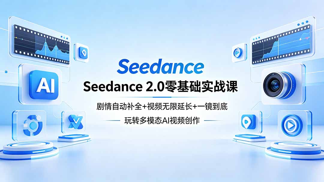 Seedance 2.0零基础实战课:剧情自动补全+视频无限延长+一镜到底:玩转多模态AI视频创作-优优云网创