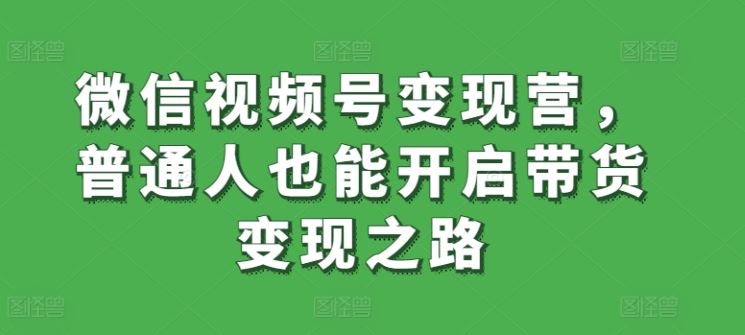 微信视频号变现营,普通人也能开启带货变现之路-优优云网创