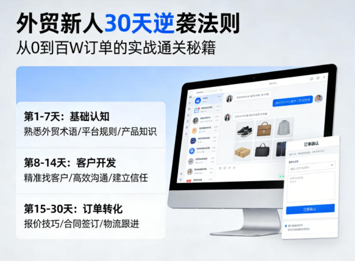 外贸新人30天逆袭法则,教你从0到百W订单的实战通关秘籍-优优云网创