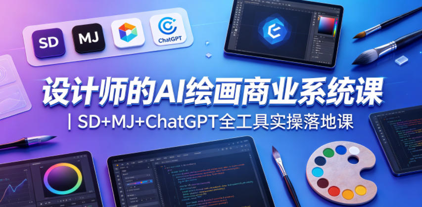 设计师的AI绘画商业系统课|SD+MJ+ChatGPT全工具实操落地课-优优云网创