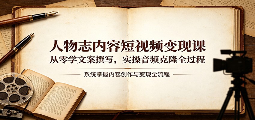 人物志内容短视频变现课:从零学文案撰写,实操音频克隆全过程-优优云网创