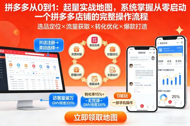 拼多多从0到1:起量实战地图,系统掌握从零启动一个拼多多店铺的完整操作流程-优优云网创