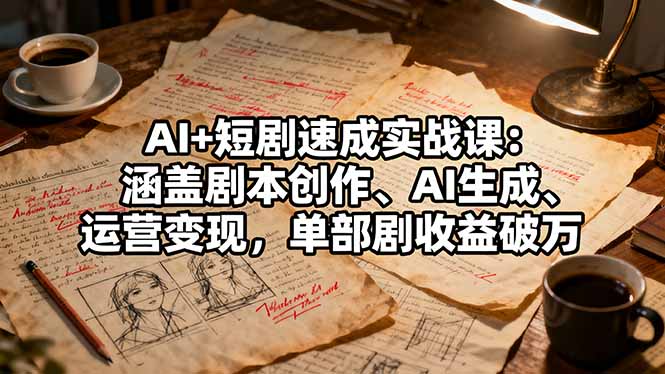 AI+短剧速成实战课:涵盖剧本创作、AI生成、运营变现,单部剧收益破万-优优云网创