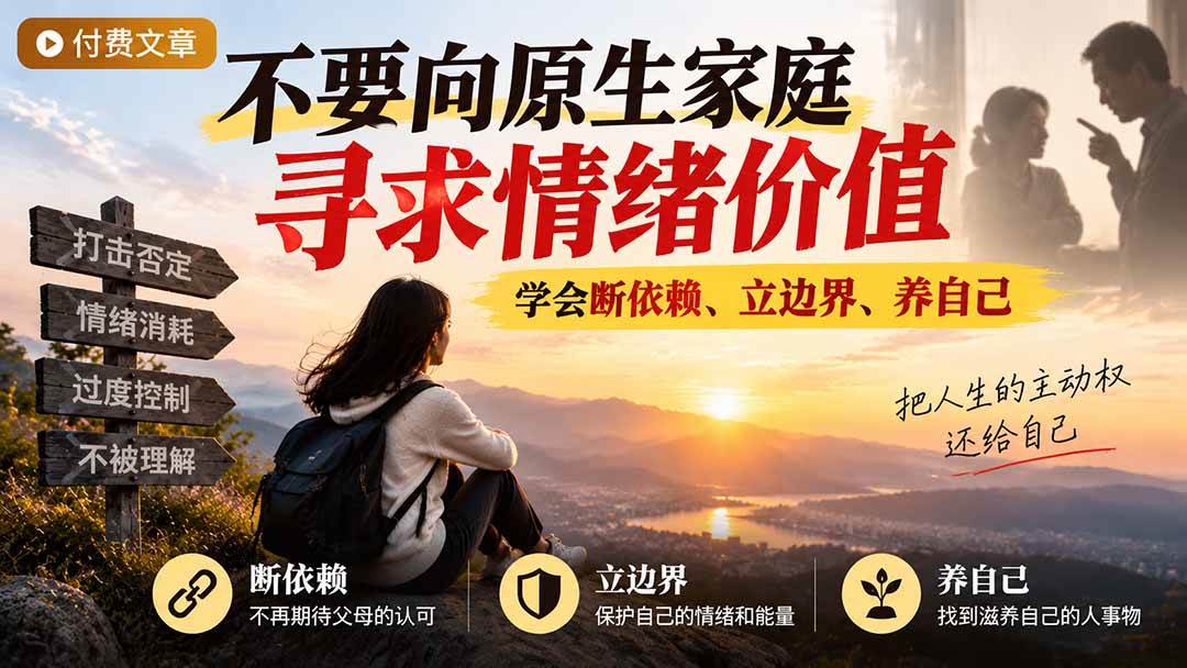 (21132期)付费文章:不要向原生家庭寻求情绪价值,学会断依赖、立边界、养自己-优优云网创-中创网
