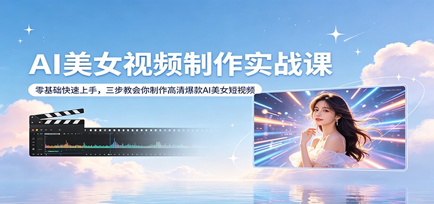 AI美女视频制作实战课:零基础快速上手,三步教会你制作高清爆款AI美女短视频-优优云网创