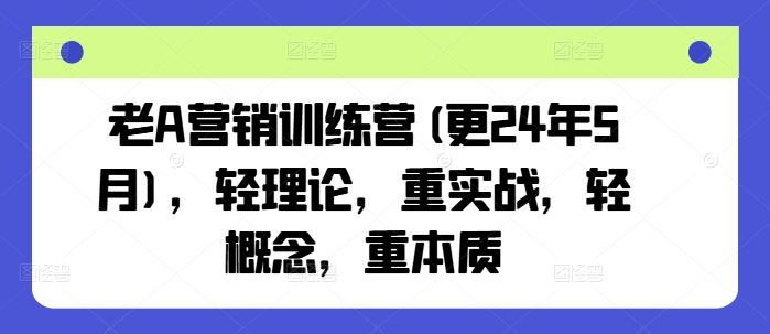老A营销训练营(更24年6月),轻理论,重实战,轻概念,重本质-优优云网创