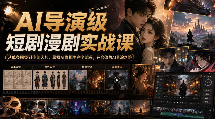 AI导演级短剧漫剧实战课,从单条视频到连续大片,掌握AI影视生产全流程,开启你的AI导演之路!-优优云网创-中创网
