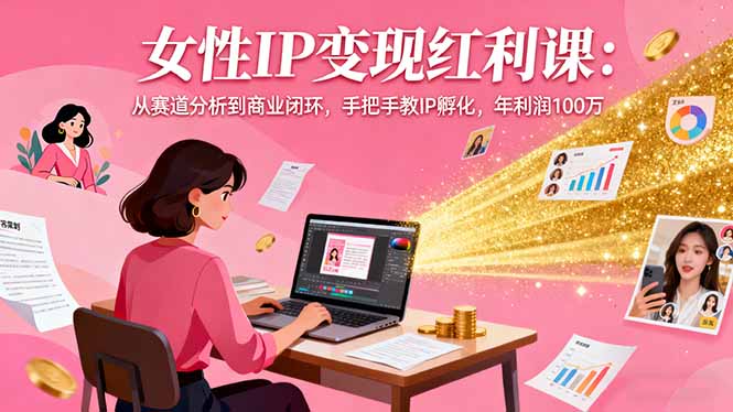 女性IP变现红利课：从赛道分析到商业闭环，手把手教IP孵化，年利润100万-优优云网创