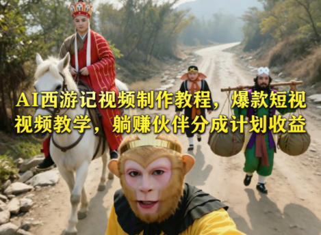 AI西游记视频制作教程,爆款短视频教学,躺賺伙伴分成计划收益-优优云网创