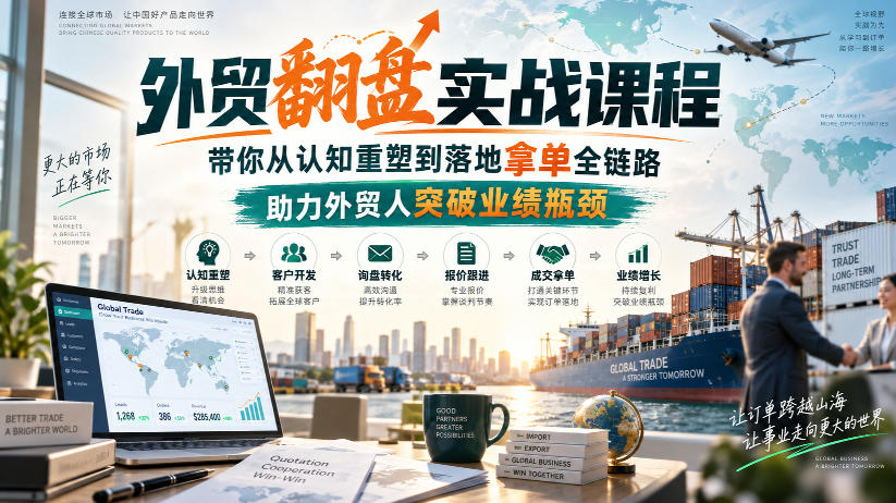 外贸翻盘实战课程,带你从认知重塑到落地拿单全链路,助力外贸人突破业绩瓶颈-优优云网创-中创网