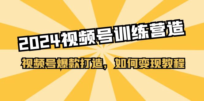 2024视频号训练营,视频号爆款打造,如何变现教程(20节课)-优优云网创
