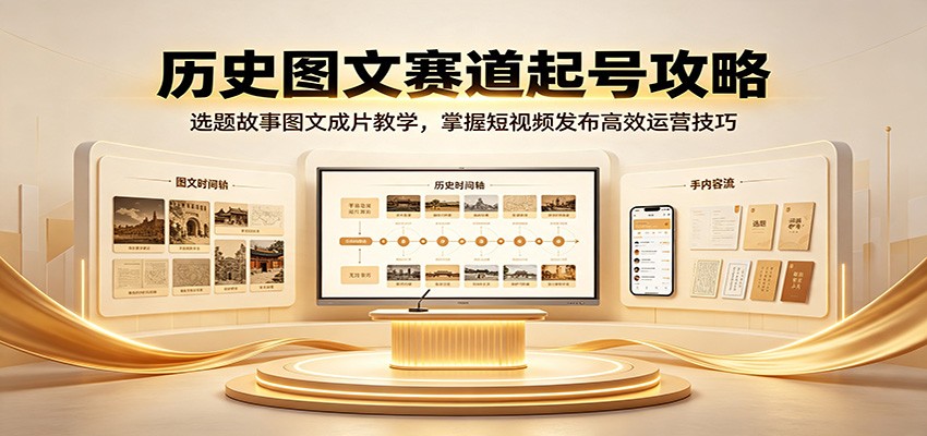 历史图文赛道起号攻略:选题故事图文成片教学,掌握短视频发布高效运营技巧-优优云网创