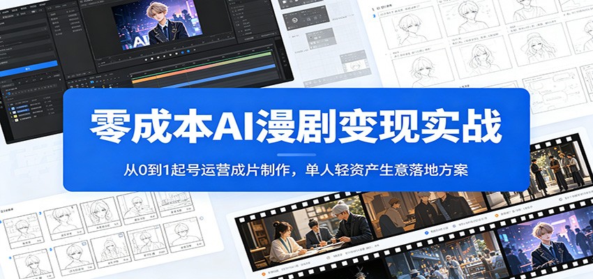零成本AI漫剧变现实战：从0到1起号运营成片制作，单人轻资产生意落地方案-优优云网创