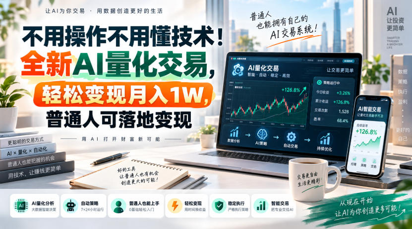 不用操作不用懂技术!全新AI量化交易,轻松变现月入1W,普通人可落地变现!【揭秘】-优优云网创-中创网