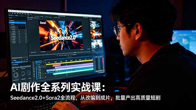 AI剧作全系列实战课:Seedance2.0+Sora2全流程,从改编到成片,批量产出高质量短剧-优优云网创