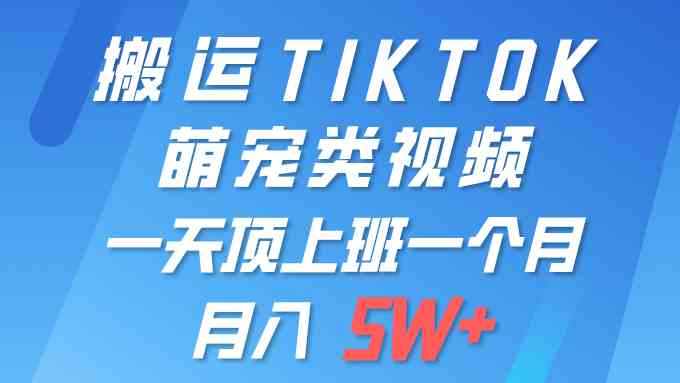 (9931期)一键搬运TIKTOK萌宠类视频 一部手机即可操作 所有平台均可发布 轻松月入5W+-优优云网创