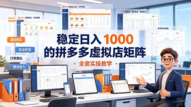 稳定日入 1000 的拼多多虚拟店矩阵,全套实操教学-优优云网创