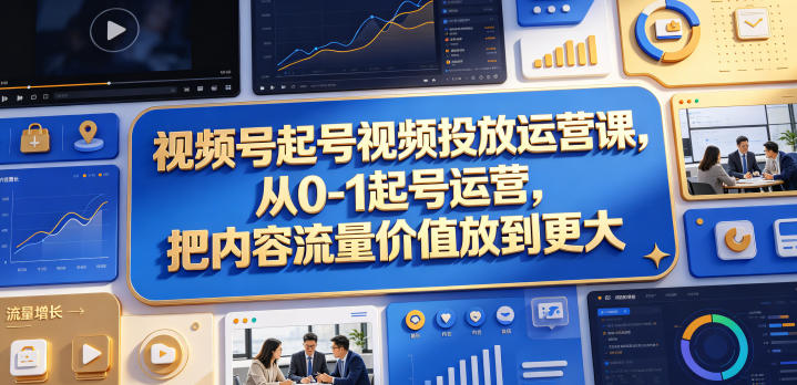视频号起号视频投放运营课,从0-1起号运营,把内容流量价值放到更大-优优云网创