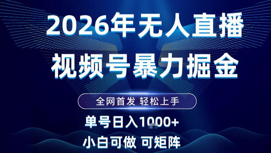 2026最新视频号无人直播掘金,全网首发,小白可以玩,长期稳定日入1k+【揭秘】-优优云网创