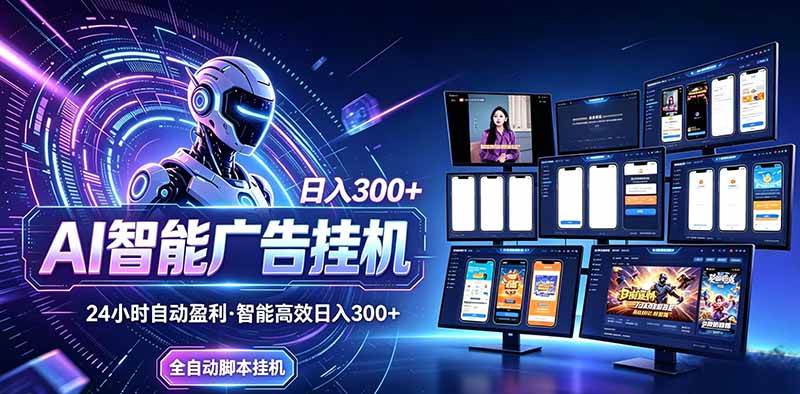 （20494期）Ai智能广告挂机 别再瞎折腾了！这个全自动挂机项目，新手当天见钱，告别频繁换项目的烦恼-优优云网创-中创网