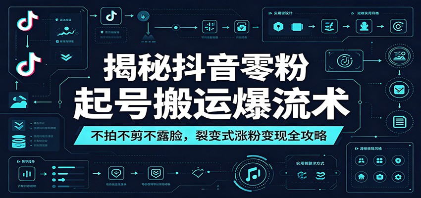揭秘抖音零粉起号搬运爆流术：不拍不剪不露脸，裂变式涨粉变现全攻略-优优云网创
